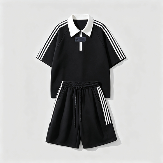 Men’s Striped Sports Shirt & Shorts Set - Image 3