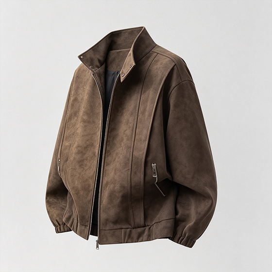 Men’s Suede Stand Collar Jacket - Image 4