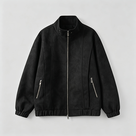 Men’s Suede Stand Collar Jacket - Image 3