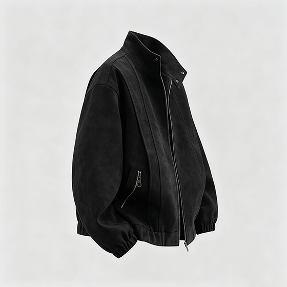 Men’s Suede Stand Collar Jacket - Image 2