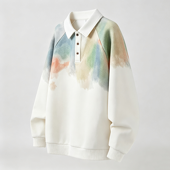 Men’s Watercolor Polo Sweatshirt - Image 2